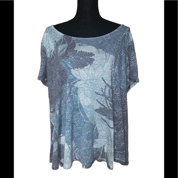 Avenue Plus Size Stripe Floral Top - Picture 1 of 8